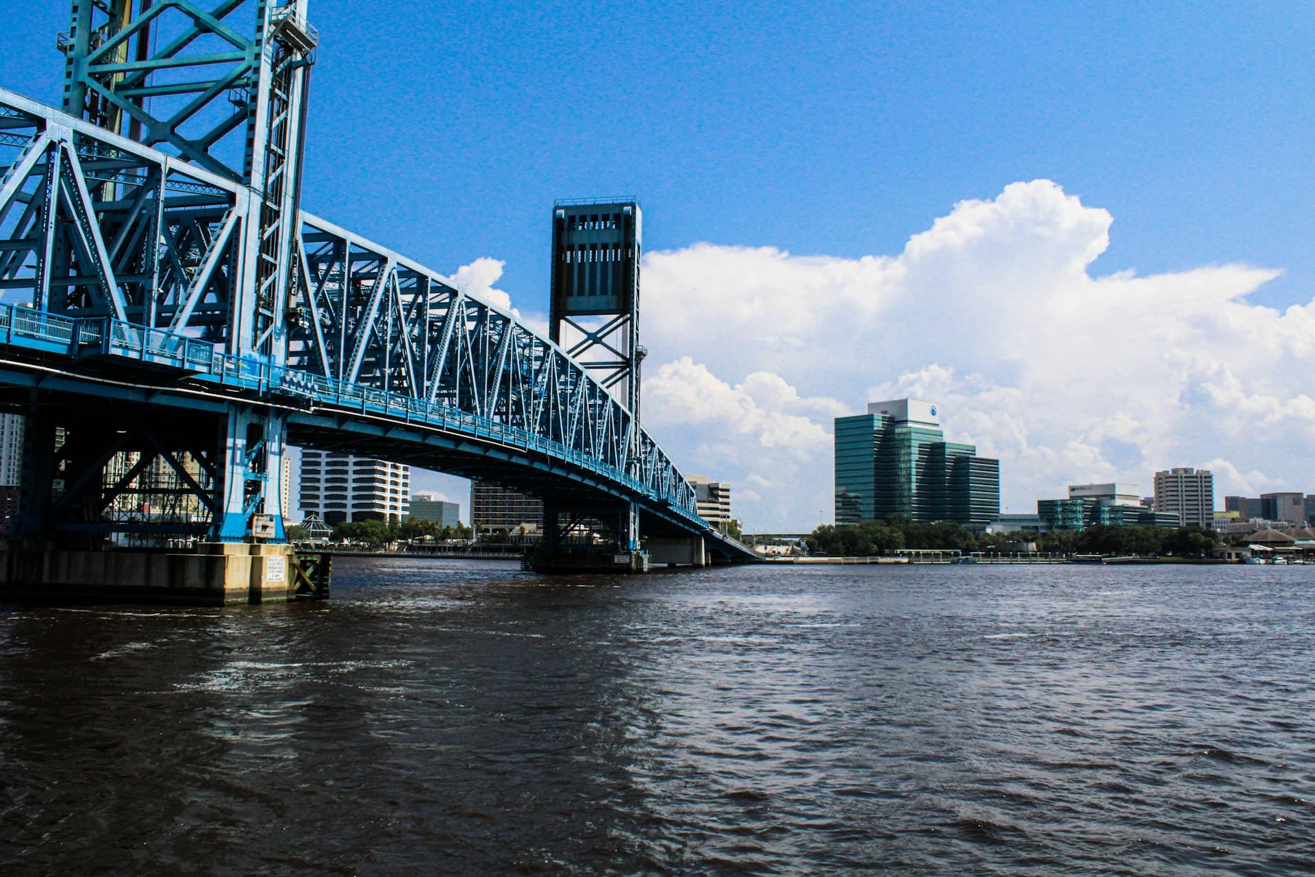 Main Street Bridge over St Johns River with Jacksonville Florida skyline