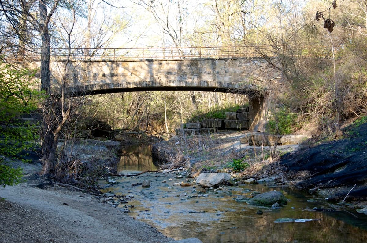 Bridge over creek at Arbor Hills Trail in Plano Texas