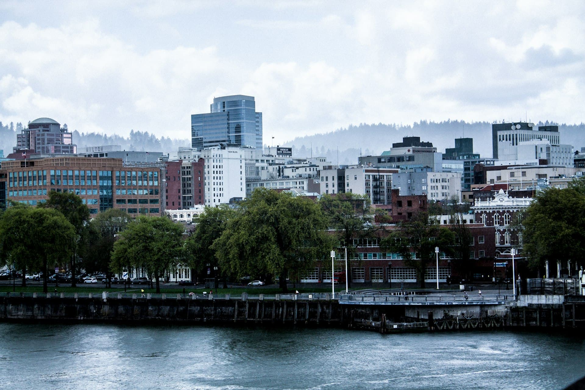 Portland cityscape on an overcast day showing typical Pacific Northwest weather