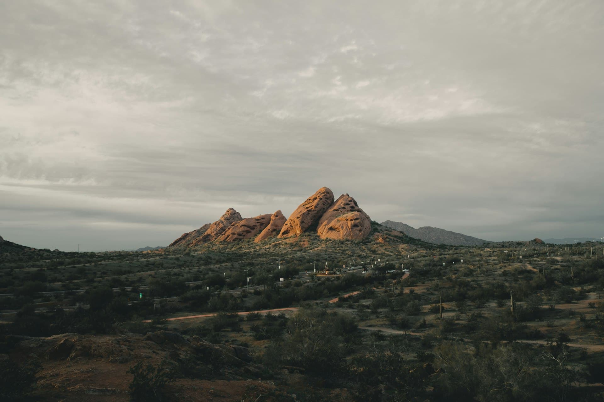 Papago Park red rock formations near Tempe Arizona at golden hour